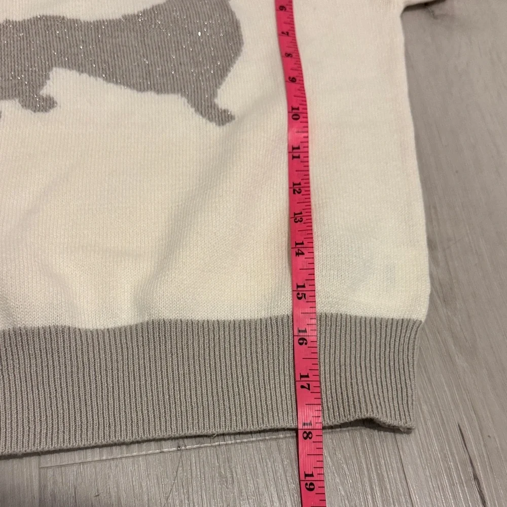 GAP Kids Cream and Gray Metallic Sweater with Dog Design